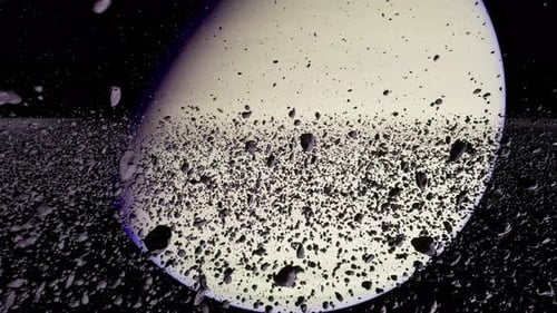 Stunning View of Debris Field Surrounding a Distant Celestial Body in Space