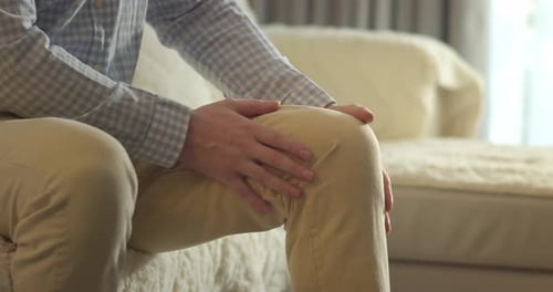 Senior European Man Suffers From Painful Severe Knee Joint Pain Could Not Walk Illness Cramps