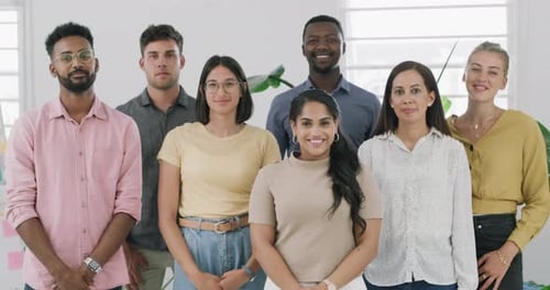 4k video footage of a group of businesspeople standing together in an office