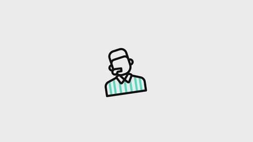 Animated Headset Person Flat Design Icon