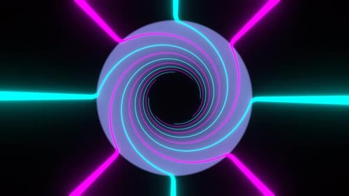 Cyan And Pink Rotating Spiral Lines Background Vj Loop In 4K
