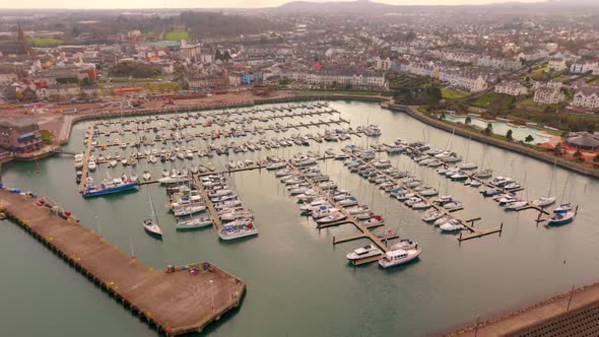 Clockwise 60FPS aerial GV video of Bangor Marina in County Down ...
