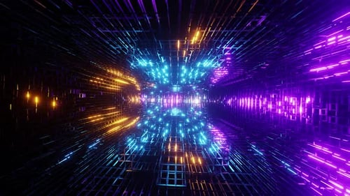 Crystalized Rotated Room With Different Neon Lights Vj Loop Background