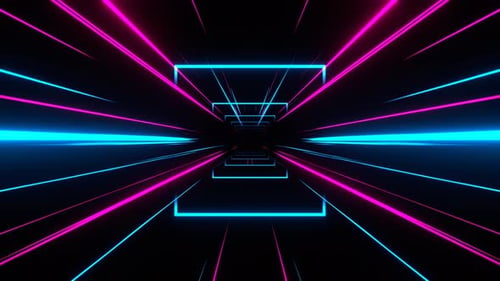 Cyan And Pink Moving Through The Laser Neon Portal Space Background Vj Loop In 4K