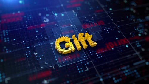 Pixelated Glitch Text Reveal on Digital Background