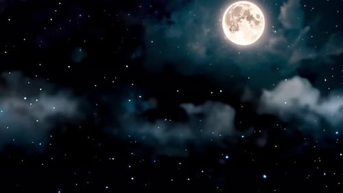 Beau paysage de Noël, il y a une pleine lune dans le ciel et il neige