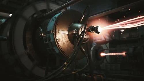 Advanced Equipment in a Futuristic Sci Fi Laboratory During an Experiment