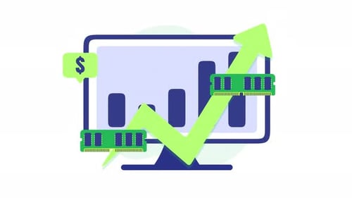 Ram price up, memory graph, prices increasing up. Suitable for technology financial articles.