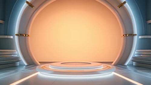 Futuristic Circular Stage Background with Dynamic Lighting