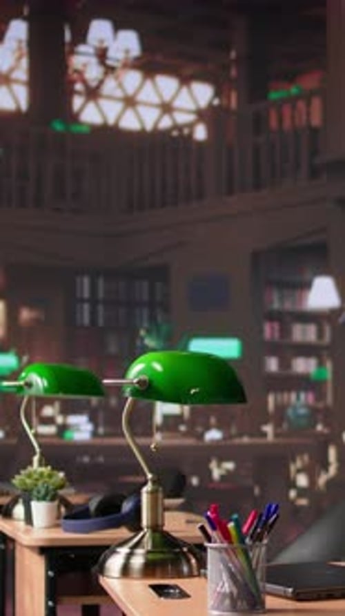 Vertical Video Empty Campus Library As a Designated Space for Students to Work