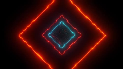 Animación dinámica de túneles de neón con transiciones de colores vibrantes