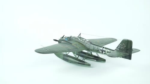 Seaplane Model Rotating on White Background