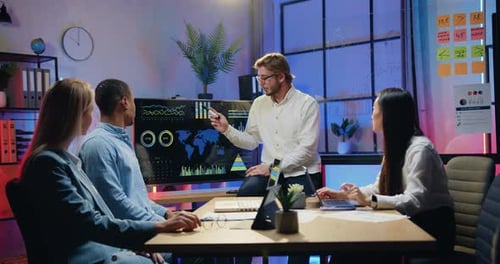 Collaborative Team Meeting in Modern Office