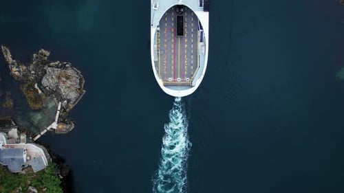 Passenger and Vehicle Ferry in Norwegian Fjord