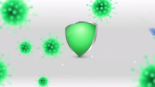 Animated COVID-19 Vaccine Vial, Syringe, and Shield Protection