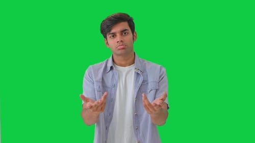 Indian boy asking what question Green screen