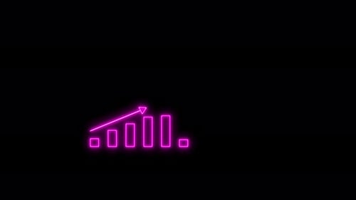 Neon business graph success, increasing, growth chart animation.