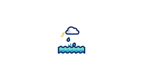 Animated Flat Design Rain Cloud and Water Icon