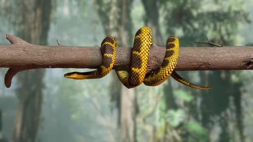 Constritura de cobra em galho de árvore