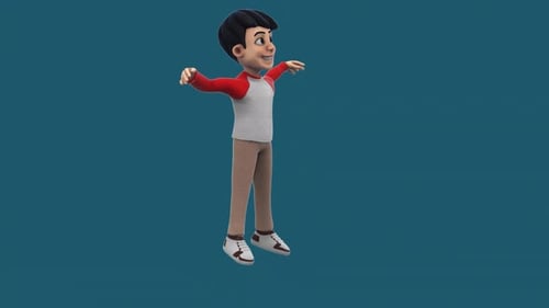 Dessin animé amusant en 3D pour enfants qui sautent (avec canal alpha inclus)
