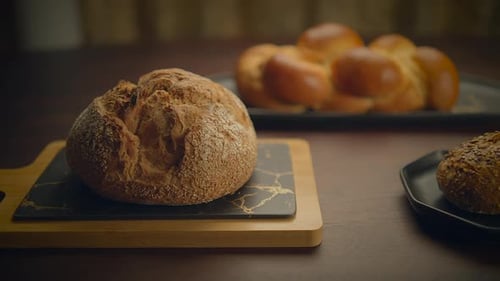 Bakery Concept of Homemade Breads Loaf Pastry Food Background