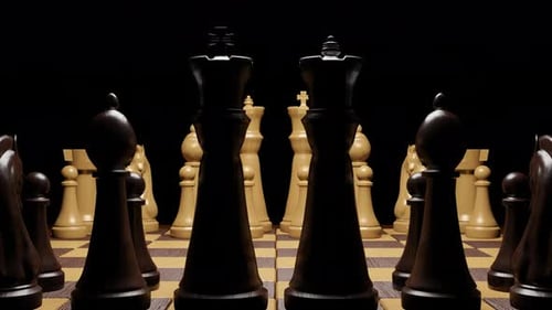 Animated 3D Chessboard Setup for Strategic Conflict