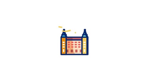 Animated Flat Design Religious Building Icon Reveal