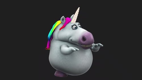 Fun 3D cartoon unicorn talking (with alpha channel)