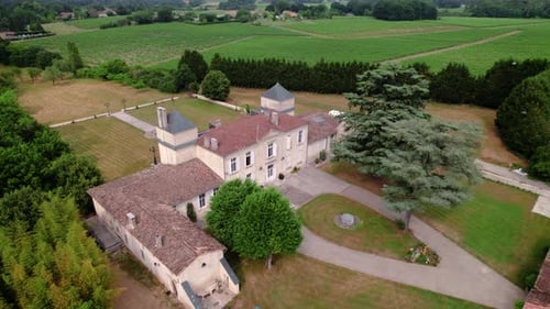 Aerial View of Charming Chateau Building