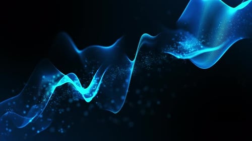 Abstract Blue Digital Wave with Glowing Particles Background Animation