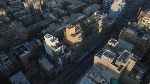 Aerial view of office buildings in Midtown Manhattan