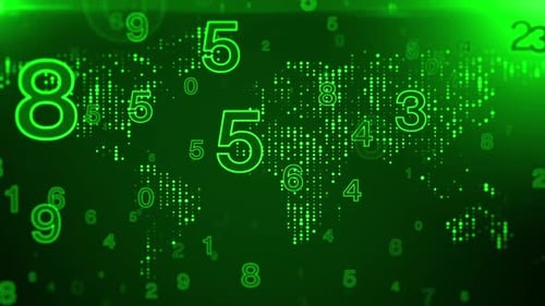Green Flying Numbers Countdown Background Loop V3