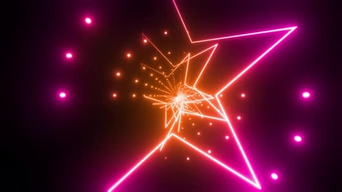 4 K Colored Neon Star Tunnel