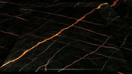 Sahara Noir Marble Tiles Rotation Looped Background Elegant Black Gold Stone Abstract Unique Design