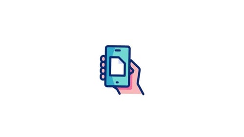 Animated Hand Holding Smartphone with Document Icon
