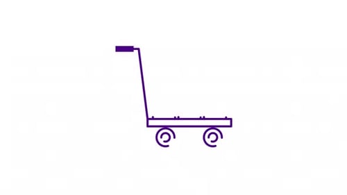 Line Art Animation of Hand Truck with Moving Boxes