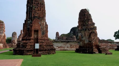 Ayutthaya Thailand at Wat Mahathat Temple Stupa in the Morningvisiting Ayyuthaya Thailand