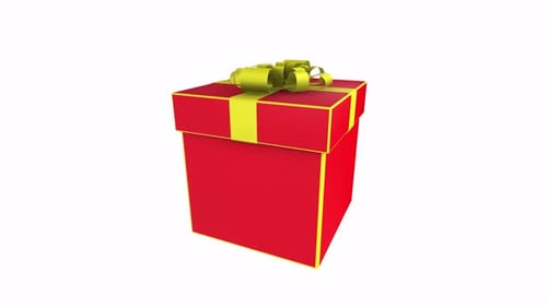 Red Gift Box rotating in loop on white background