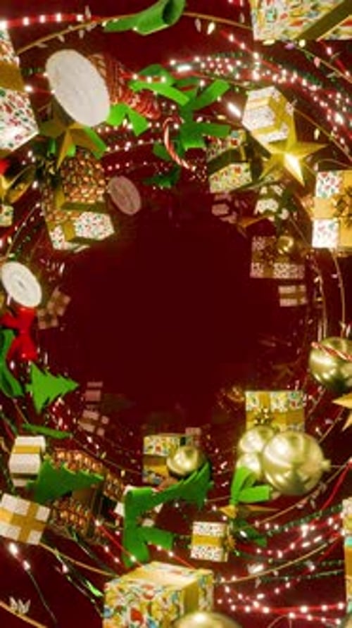 Festive Christmas Decorations Vertical Tunnel Loop Background