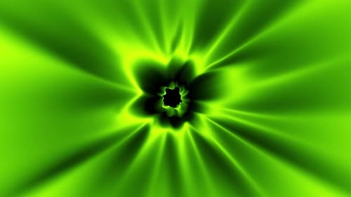 Time Loop Green Outer Space Corridor Rays of Northern Lights 3d Render