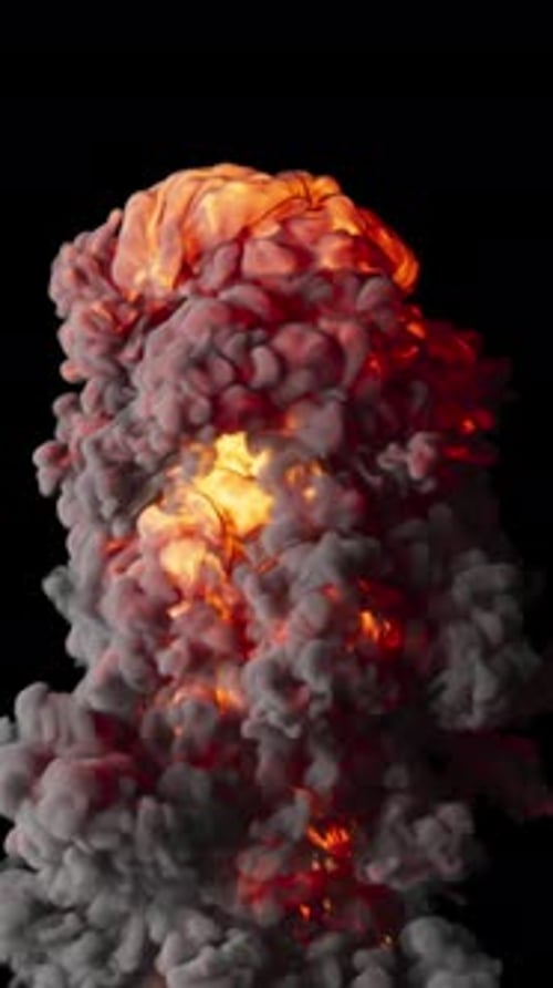 Slow motion 3D animation of an explosion. The file contains an Alpha Channel.