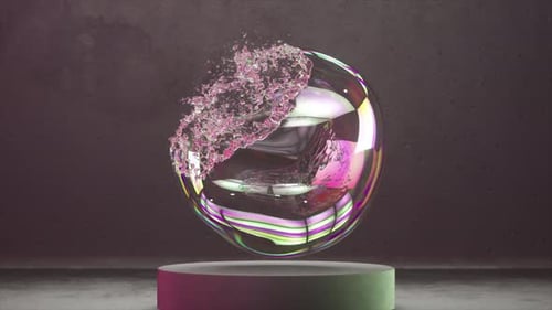 3D Animated Bubble Bursting with Colorful Light Play