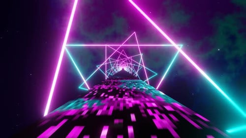 Pink And Cyan Space Bridge Background Loop Animation In 4K