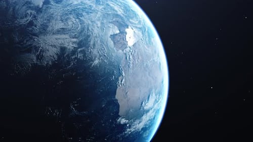 Realistic 3D Earth Rotating in Deep Space