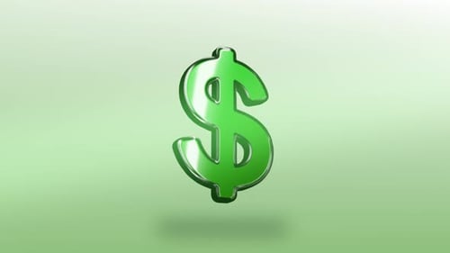 Animated 3D Glossy Green Dollar Sign Rotation