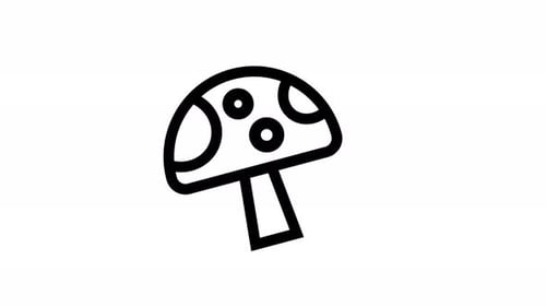 Animated Minimalist Mushroom Icon Doodle Loop