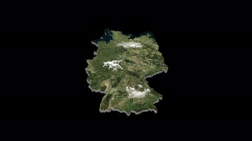 Realistic 3D Satellite Map of Germany Rotating