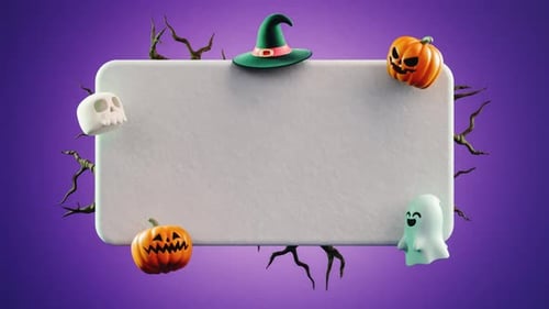 Spooky Halloween Frame Reveal with Animated 3D Elements