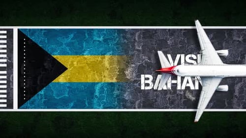 Visit Bahamas Text And Airport Runway Vacation Background Conceptt