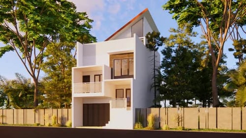 3D Architectural Visualization - Modern Minimalist 2-Story House